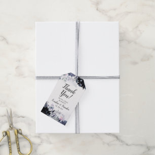 Nocturnal Floral Navy Blue Wedding Thank You Gift Tags