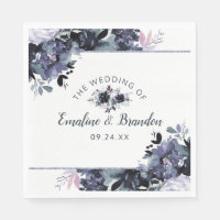 Nocturnal Floral Navy Framed Wedding Monogram