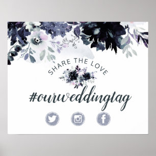 Nocturnal Floral Share the Love Wedding Sign