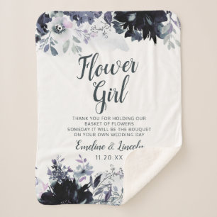 Nocturnal Floral To the Flower Girl Quote Sherpa Blanket