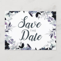 Nocturnal Floral Watercolor Elegant Save the Date