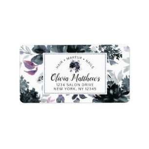Nocturnal Floral Watercolor Navy Custom Logo Label