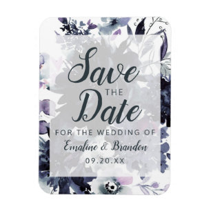Nocturnal Floral Watercolor Trendy Save the Date Magnet