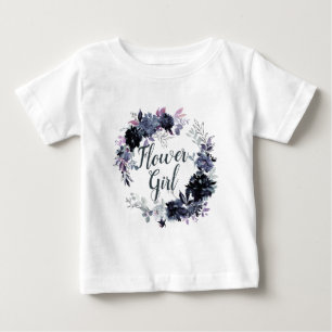 Nocturnal Floral Watercolor Wreath Flower Girl Baby T-Shirt