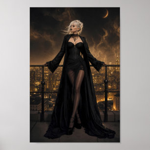 Nocturnal Gothic Elegance Skyline Poster