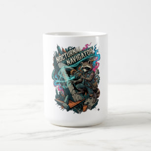 Nocturnal Navigator Racoon Long Sleeve Coffee Mug
