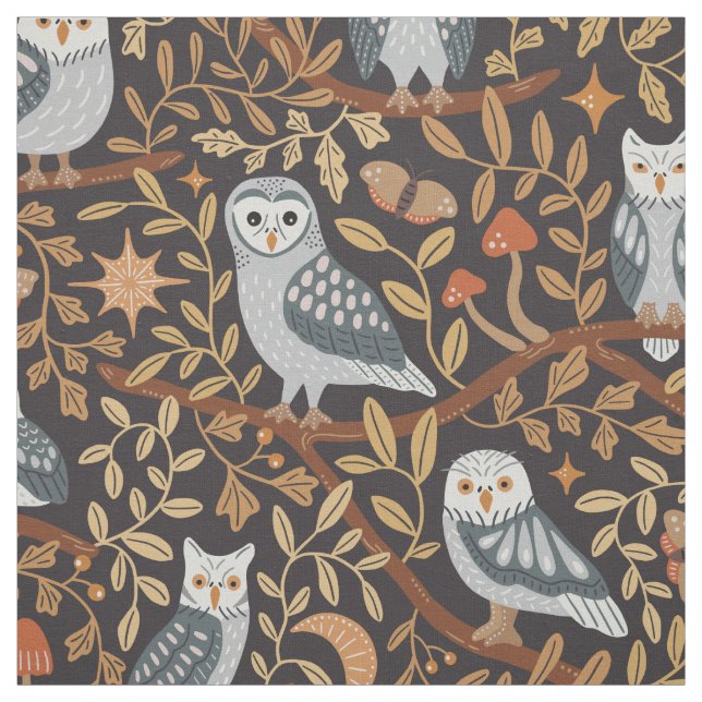 Nocturnals birds of prey from Spain  Fabric (Swatch)