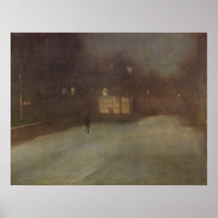 Nocturne Grey and Gold Snow in Chelsea by Whistler Poster