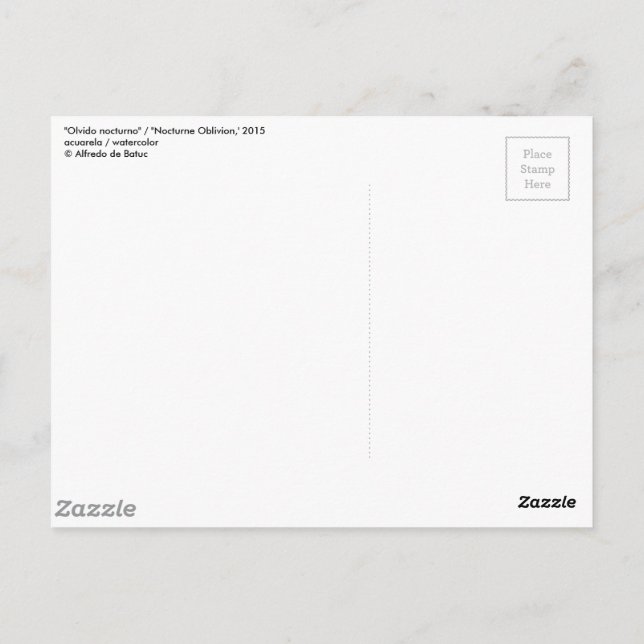 "Nocturne Oblivion" / "Olvido nocturno" Postcard (Back)
