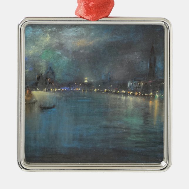 Nocturne of Venice (by Glenn Cooper Henshaw) Metal Ornament (Front)