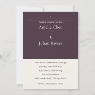 Nocturne Supper Club Wedding Invitation 5x7