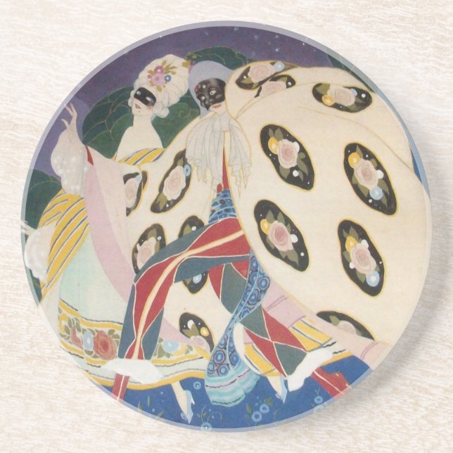 NOCTURNE WITH MASKS / Venetian Masquerade Coaster (Front)