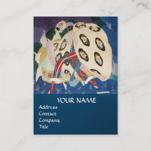 NOCTURNE WITH MASKS / Venetian Masquerade Monogram Business Card
