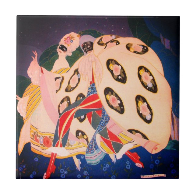 NOCTURNE WITH MASKS / Venetian Masquerade Tile (Front)