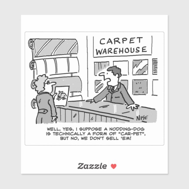 Nodding Dog Carpet Shop Cartoon. Funny (Sheet)