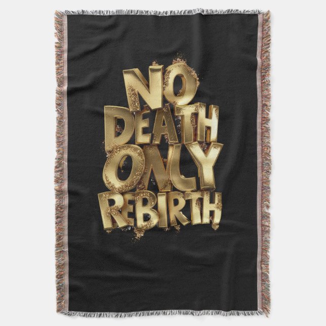 Nodeath Only Rebirth Black Throw Blanket GoldStyle (Front Vertical)