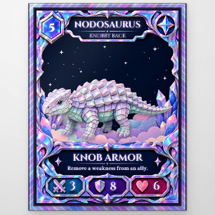 Nodosaurus Dinosaur, Rainbow Foil Art Postcard
