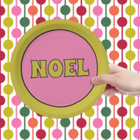 Noel 1970s Retro Lettering Pink and Lime Christmas