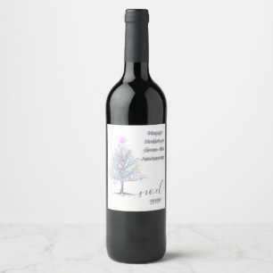 Noel 2020 elegant pastel Christmas tree Wine Label