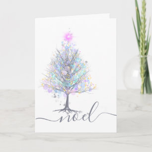 Noel artistic christmas tree with pastel lights card
