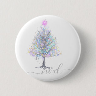 Noel artistic christmas with pastel lights 6 cm round badge