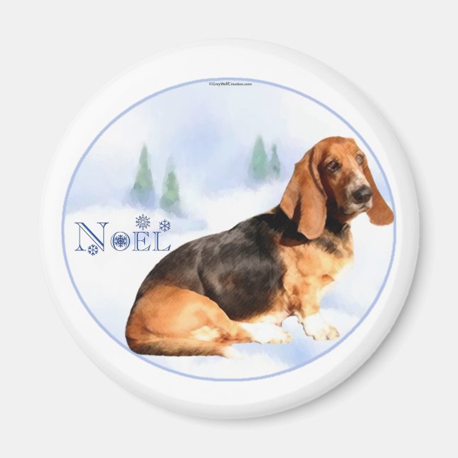 Noel Basset Hound Magnet (Front)