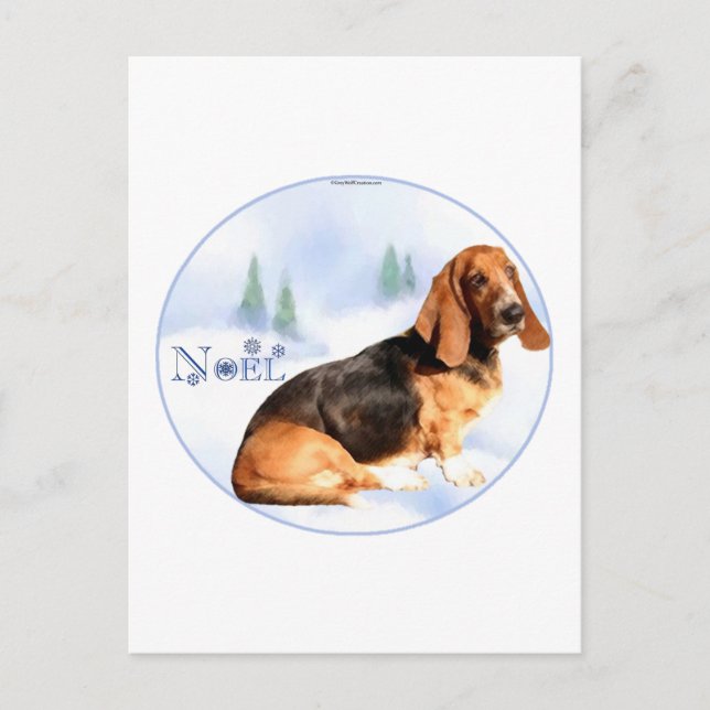 Noel Basset Hound Postcard (Front)