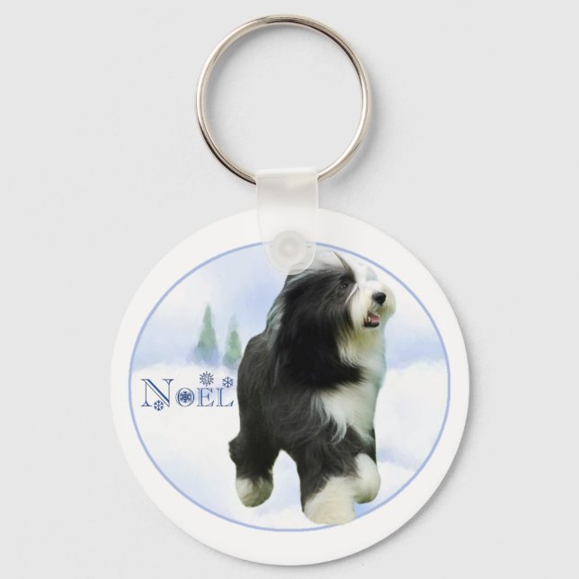 Noel Bearded Collie Key Ring (Front)