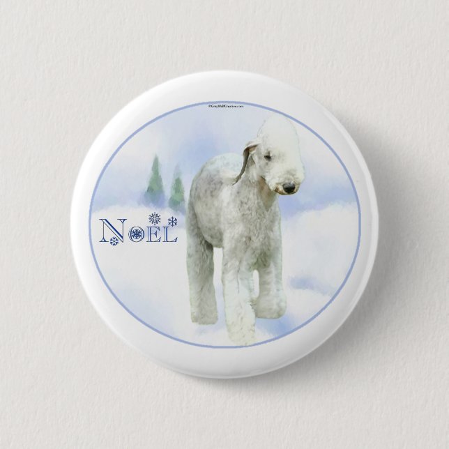 Noel Bedlington Terrier 6 Cm Round Badge (Front)