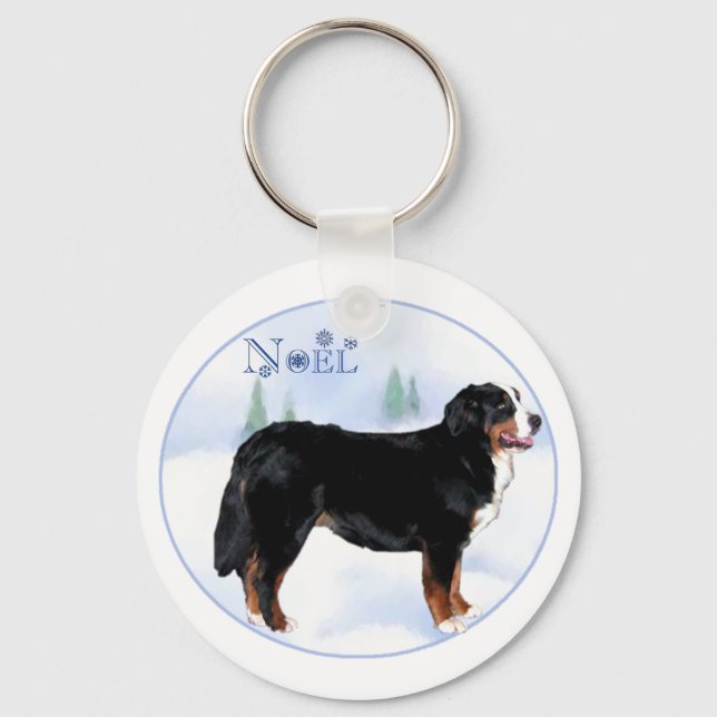 Noel Bernese Mountain Dog - Customised Key Ring (Front)