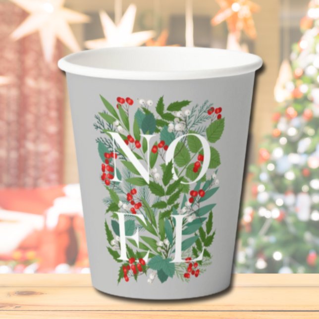 NOEL Berries and Greenery Christmas Paper Cups (Creator Uploaded)