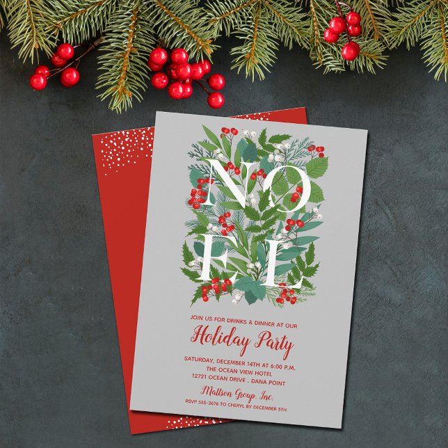 NOEL Berries Greenery Christmas Party Invitation (Creator Uploaded)