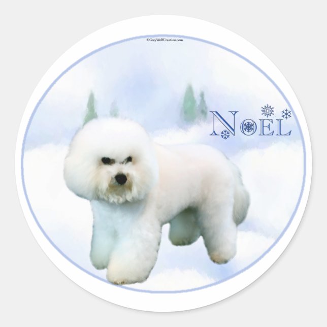 Noel Bichon Frise - Customised Classic Round Sticker (Front)