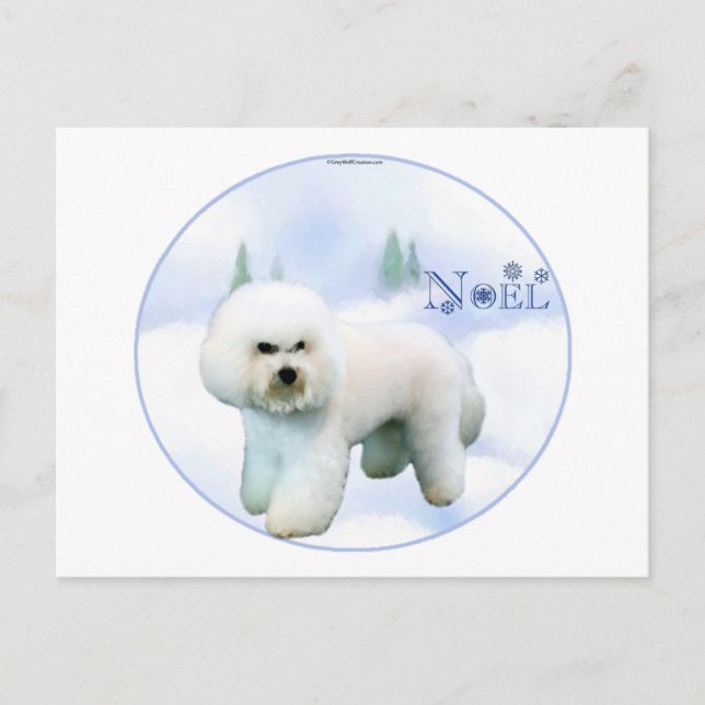 Noel Bichon Frise Holiday Postcard (Front)