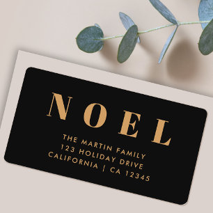 Noel Black and Gold Christmas Return Address Label