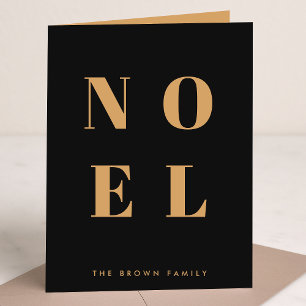 Noel Black and Gold   Trendy Stylish Christmas Holiday Card