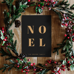 Noel Black and Gold   Trendy Stylish Christmas Holiday Card
