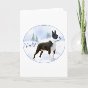 Noel Boston Terrier Christmas Card