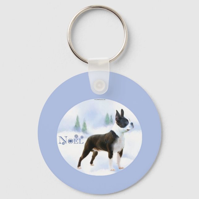 Noel Boston Terrier Keychain (Front)