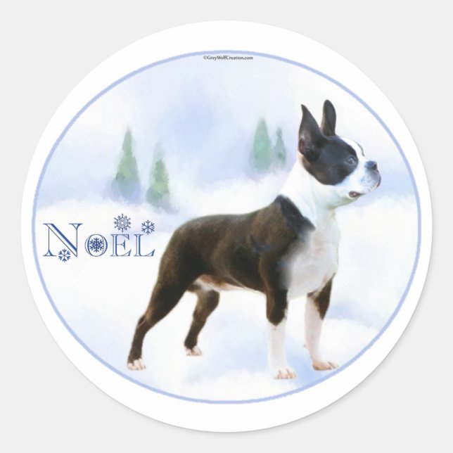 Noel Boston Terrier Stickers (Front)