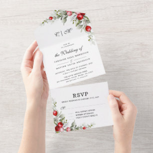 Noel Botanic Winter Wedding  All In One Invitation