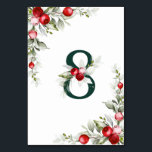 Noel Botanical Table 8 Wedding Table Number<br><div class="desc">This Noel Table Number features  number 8 decorated wild berries and shrub foliage in traditional Christmas colours and decorated with a frame of forest foliage and juicy red berries with white  background. Enjoy it.</div>