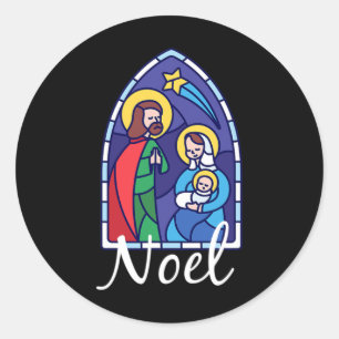 Noel - Christmas Advent Nativity Scene North Star Classic Round Sticker