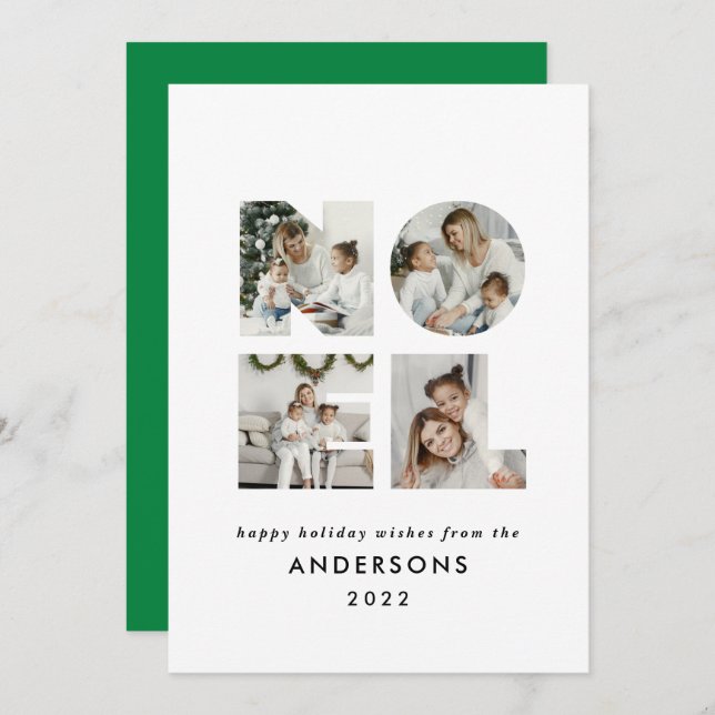 Noel Christmas bold modern 4 photo simple Holiday (Front/Back)