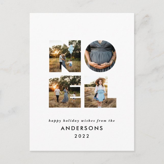 Noel Christmas bold modern 4 photo simple Holiday (Front)