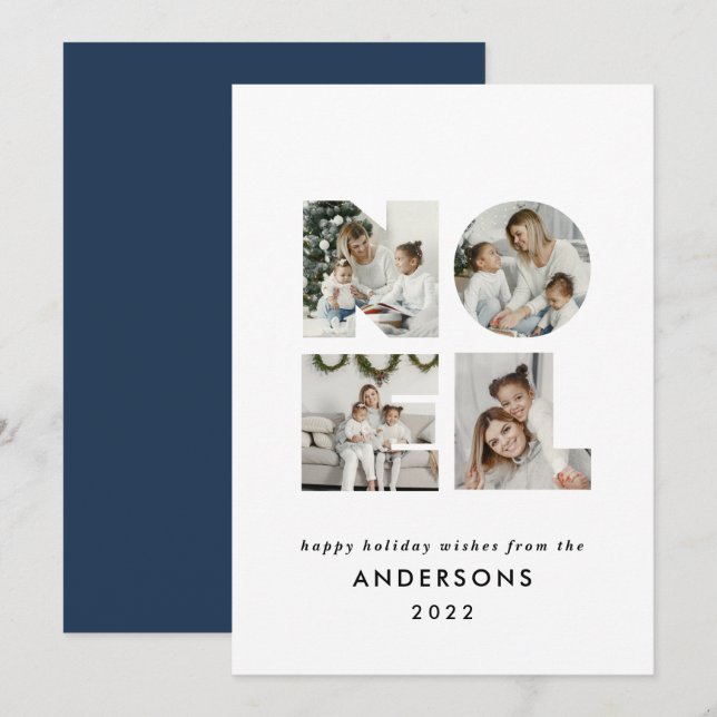 Noel Christmas bold modern 4 photo simple Holiday (Front/Back)