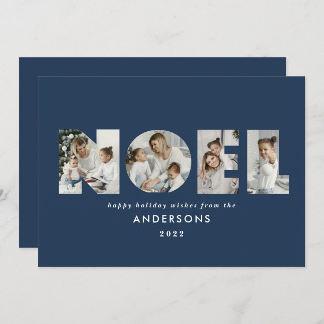 Noel Christmas bold modern 4 photo simple Holiday (Front/Back)