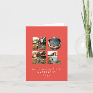 Noel Christmas bold modern 4 photo simple Holiday Card