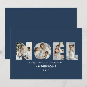 Noel Christmas bold modern 4 photo simple Holiday Card