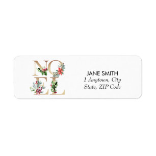 Noel Christmas holiday gold return address labels
